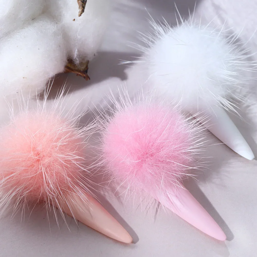 6pcs Plush Pompoms Nails Charms Detachable Magnetic Furry Ball Parts Manicure Jewelry 3D Winter Nail Art Decoration Accessories