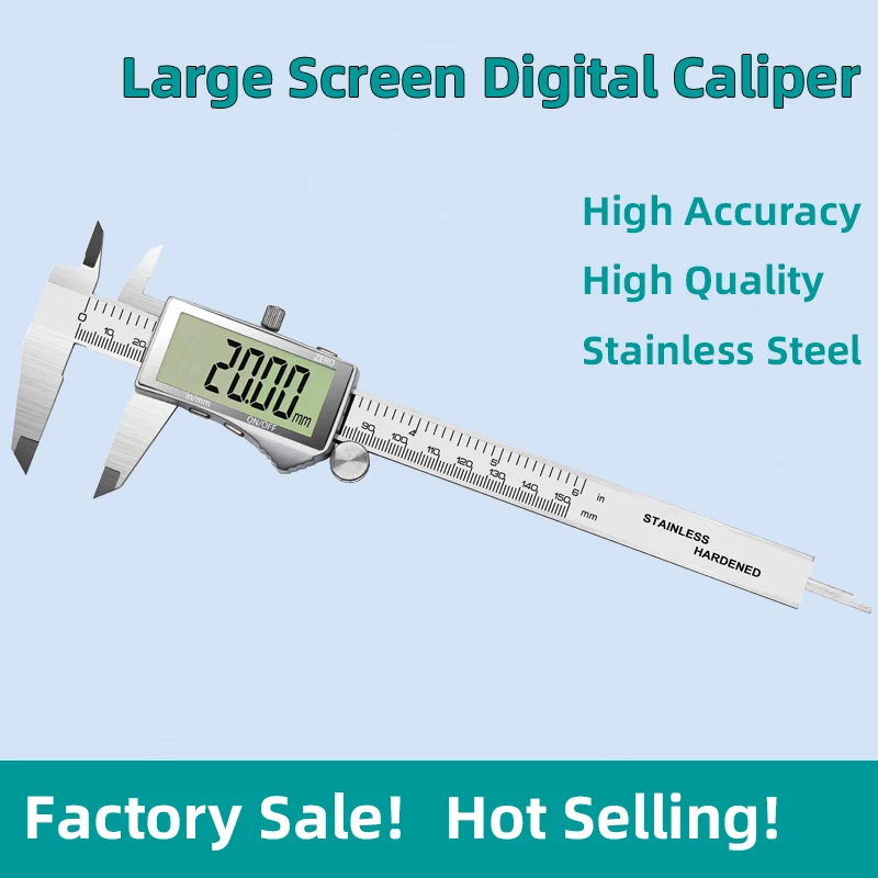 Suwmiarka cyfrowa DITRON z dużym ekranem, precyzyjne narzędzie pomiarowe ze stali nierdzewnej, grubościomierz, elektroniczna suwmiarka noniuszowa.