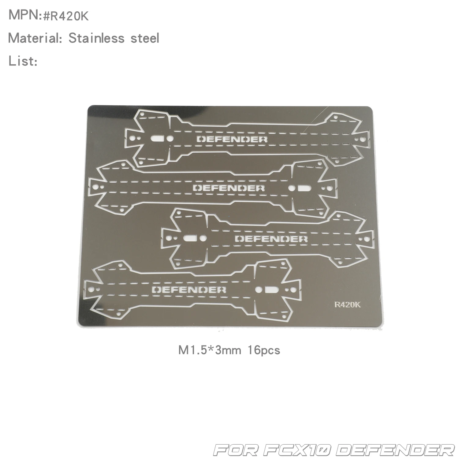 RCDream 1/10 Metall karierte Diamantplatten Blatt Wendefenster faltbares Werkzeugtischgeflecht für FCX10 Camel Defender Hood Body