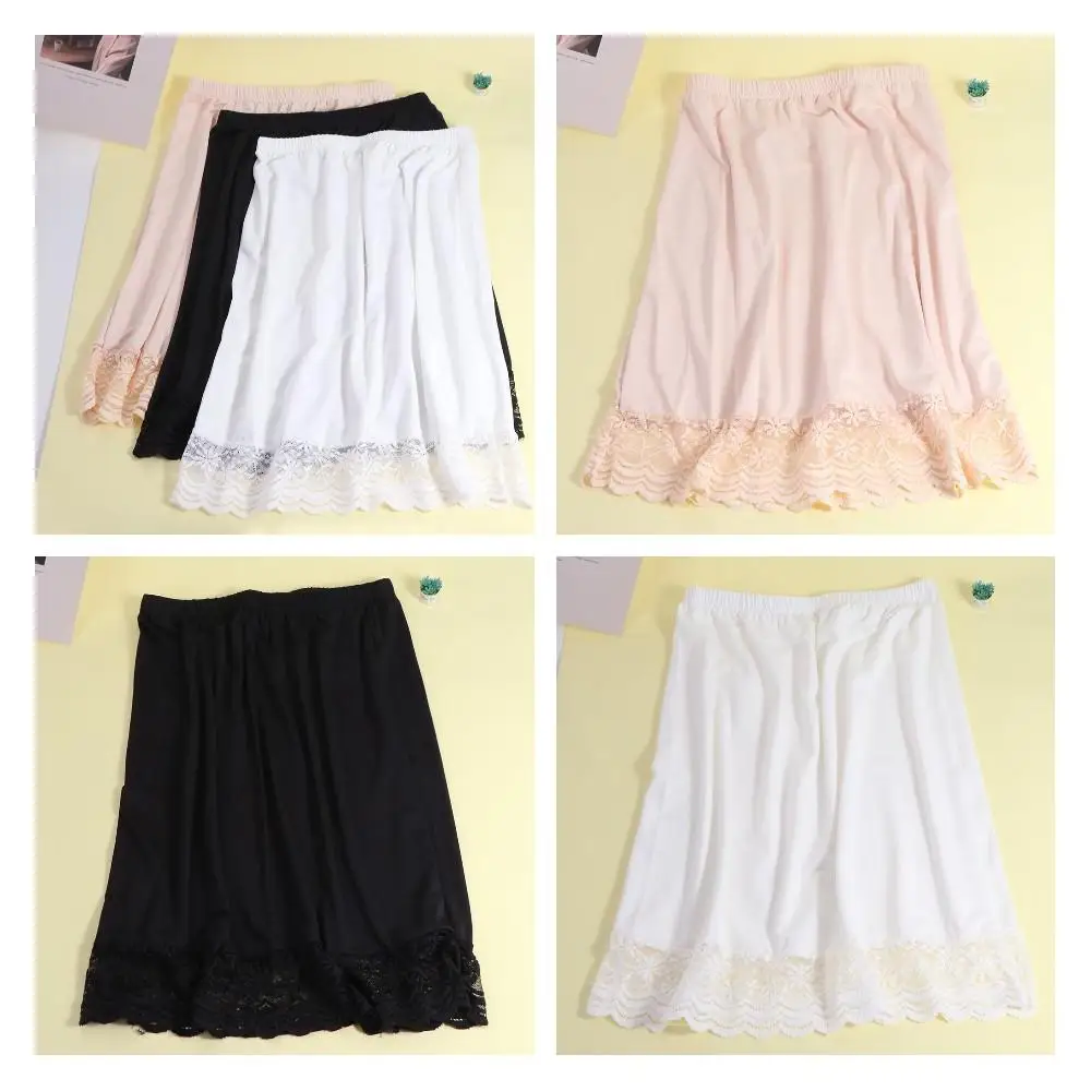 

Lace Flower Women's Dress Underskirt Slips Half Length Innerwear Half Slips Dress Solid Color Loose High Waist Lining Petticoat