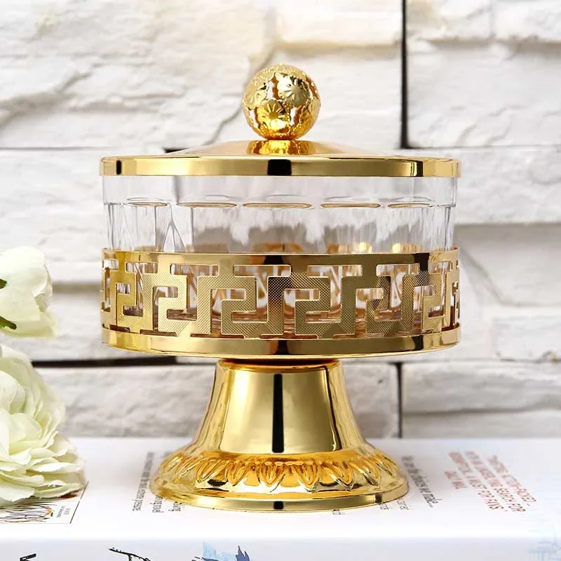 Gold-plated Jar Delicate Decoration Household Dessert Lid