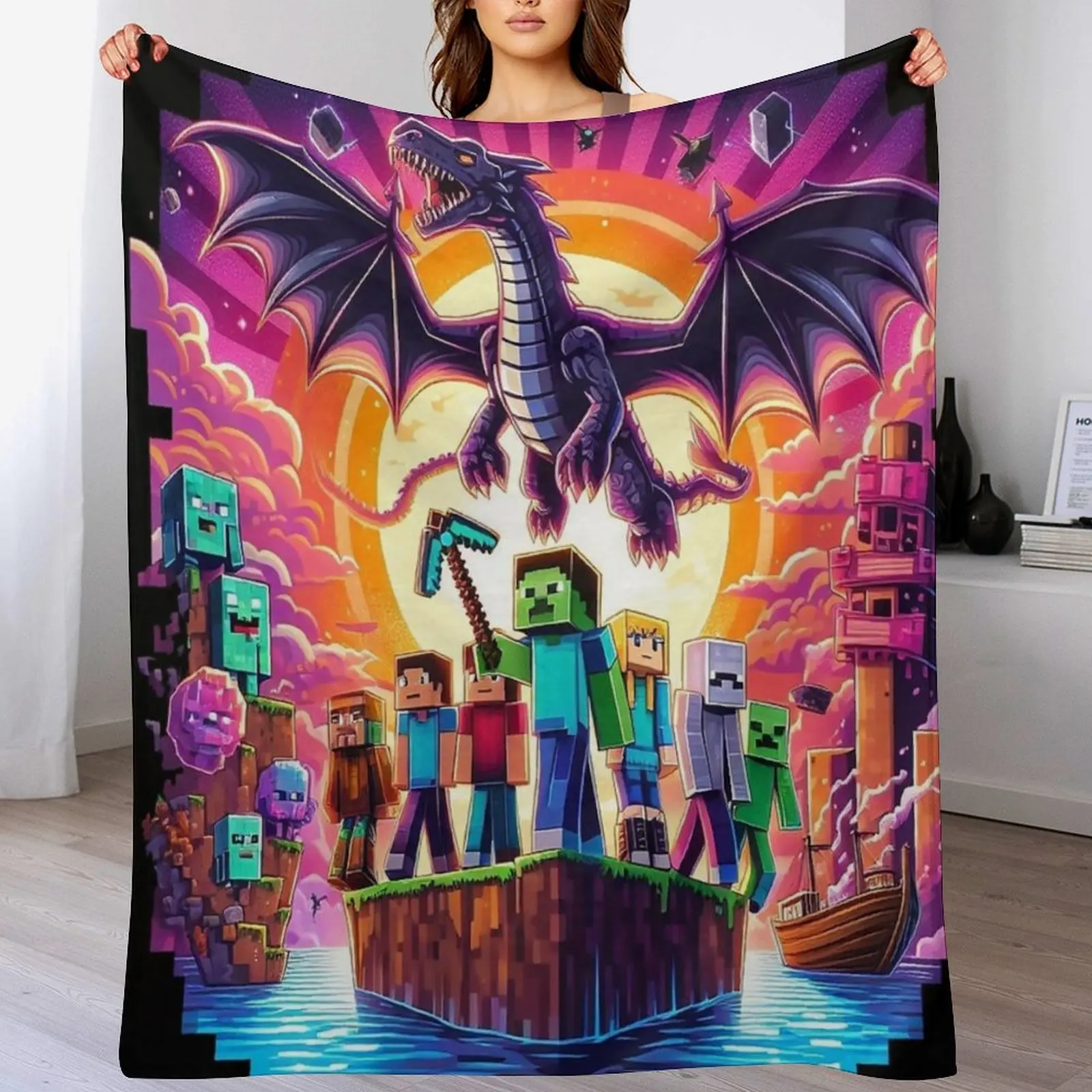 Ender dragon Throw Blanket Nap warm winter Blankets