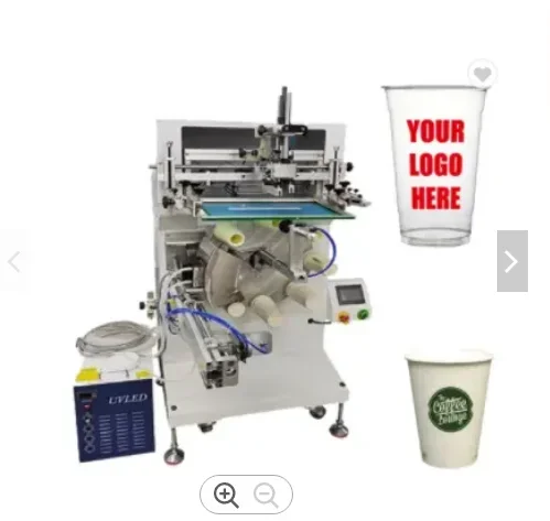 Semi auto screen printer with rotary 6 table with led uv system for disposable plastic&paper milk tea cup coffee cup paper cup