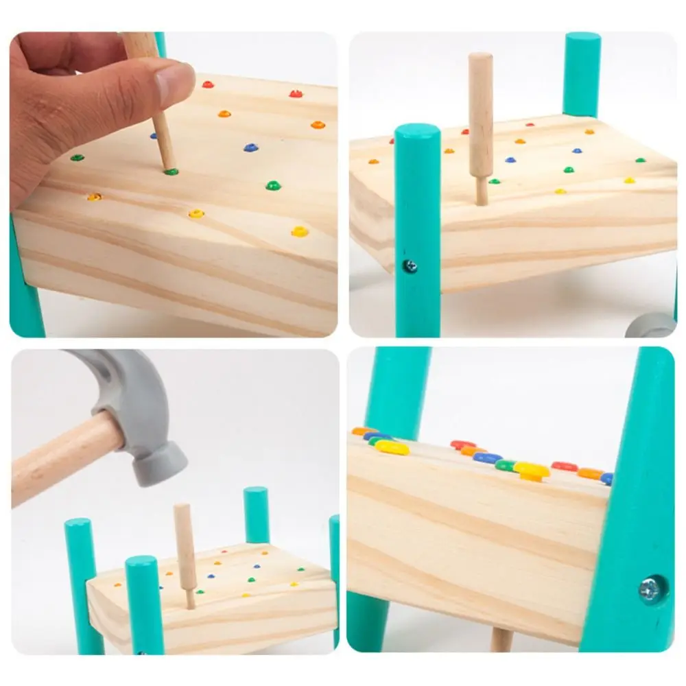 Herramienta para clavos Montessori, clavos de plástico, aprendizaje temprano, tablero perforado de doble cara, entrenamiento de habilidades para la vida, madera