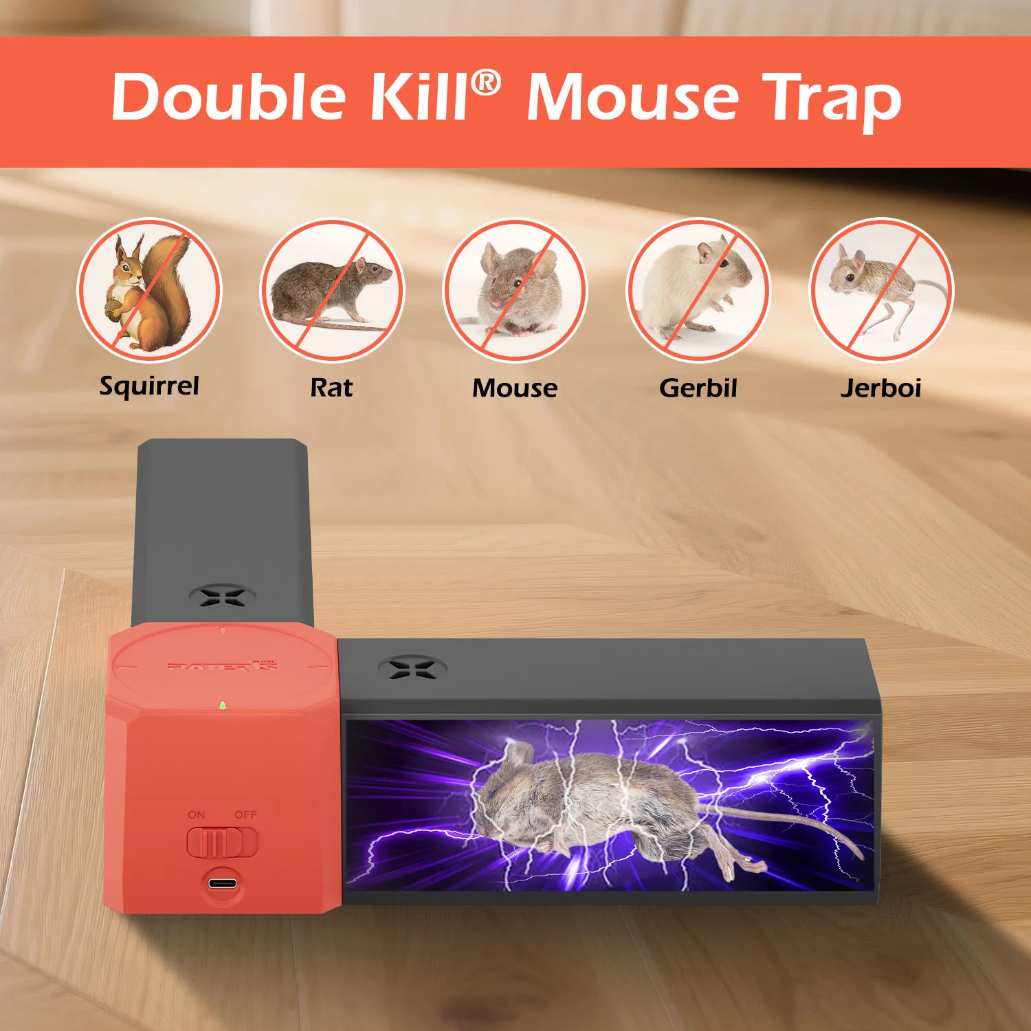 1Pc High-Voltage Rodent Control Device Dual Compartment Mouse Trap USB Rechargeable Mouse Trap Suitable For Warehouse Kitchen