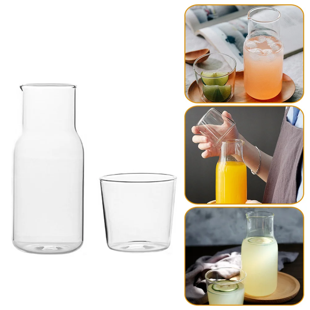 

1Set Transparent Glass Milk Cup Water Jug Multi-Function Household Juice Container Kitchen Accessory Home Use