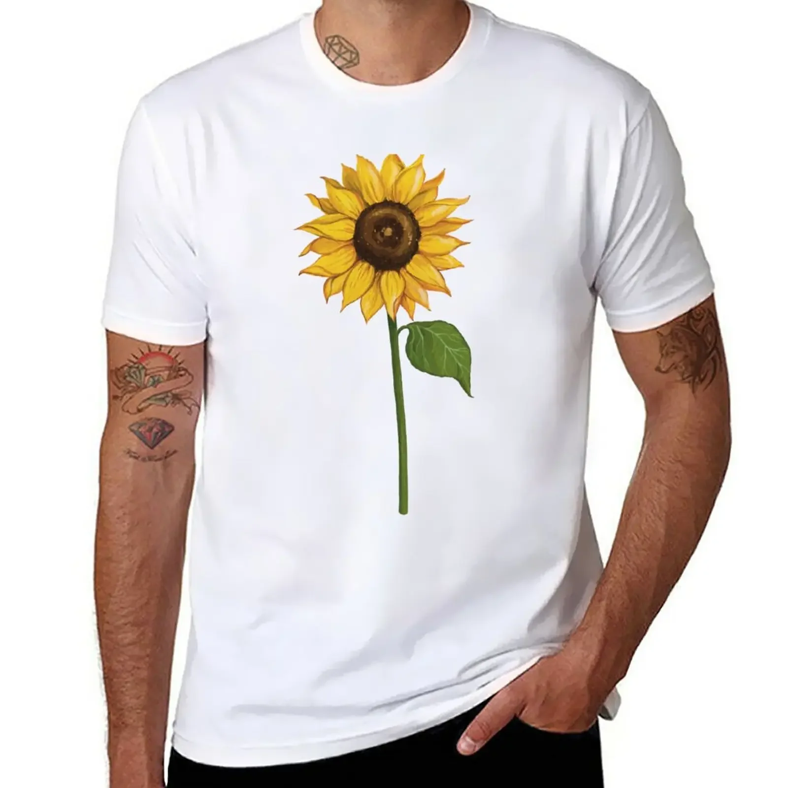 

A Single Blooming Sun Flower T-Shirt boys animal print summer top quick-drying mens tall t shirts