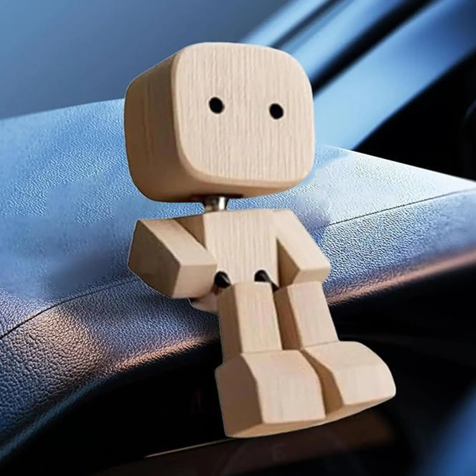 

Car Dashboard Shaking Wooden Man Funny Wood Man Auto Decor Cute Shaking Feet Wooden Doll For Car Interior Figure Accessories