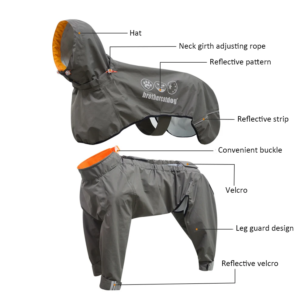 Waterproof Dog Raincoat Jumpsuit For Medium Large Dogs Rain Coat Outdoor Pet Clothes Puppy Doberman Labrador Husky Jacket