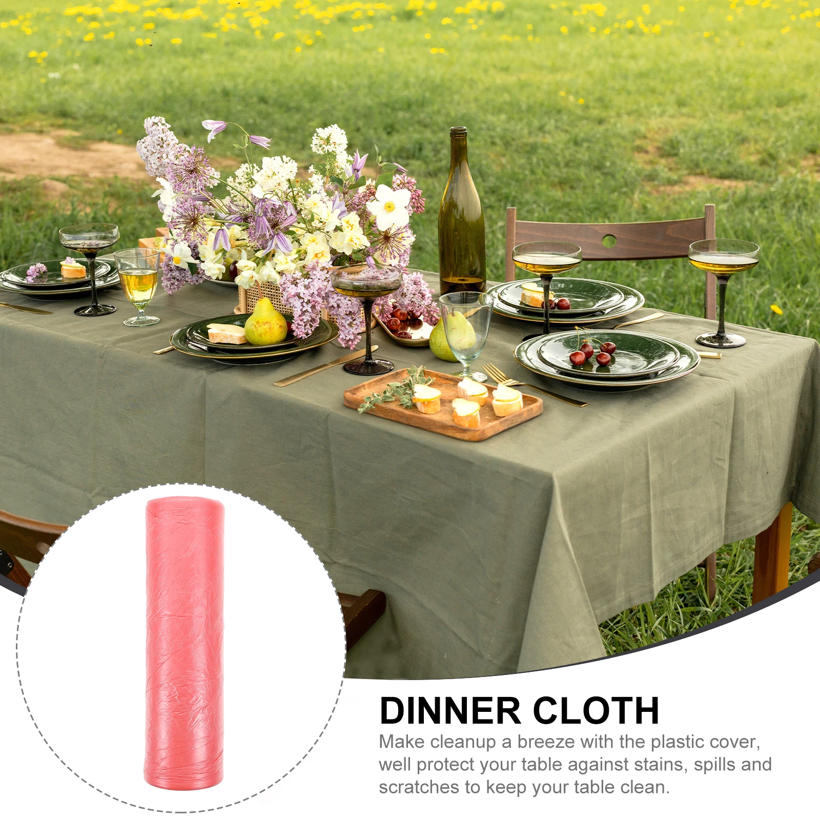 

Disposable Tablecloths Plastic Thin Film One-Time Party Table Cover Red 180X180Cm Easy Carry Lightweight Stain Resistant