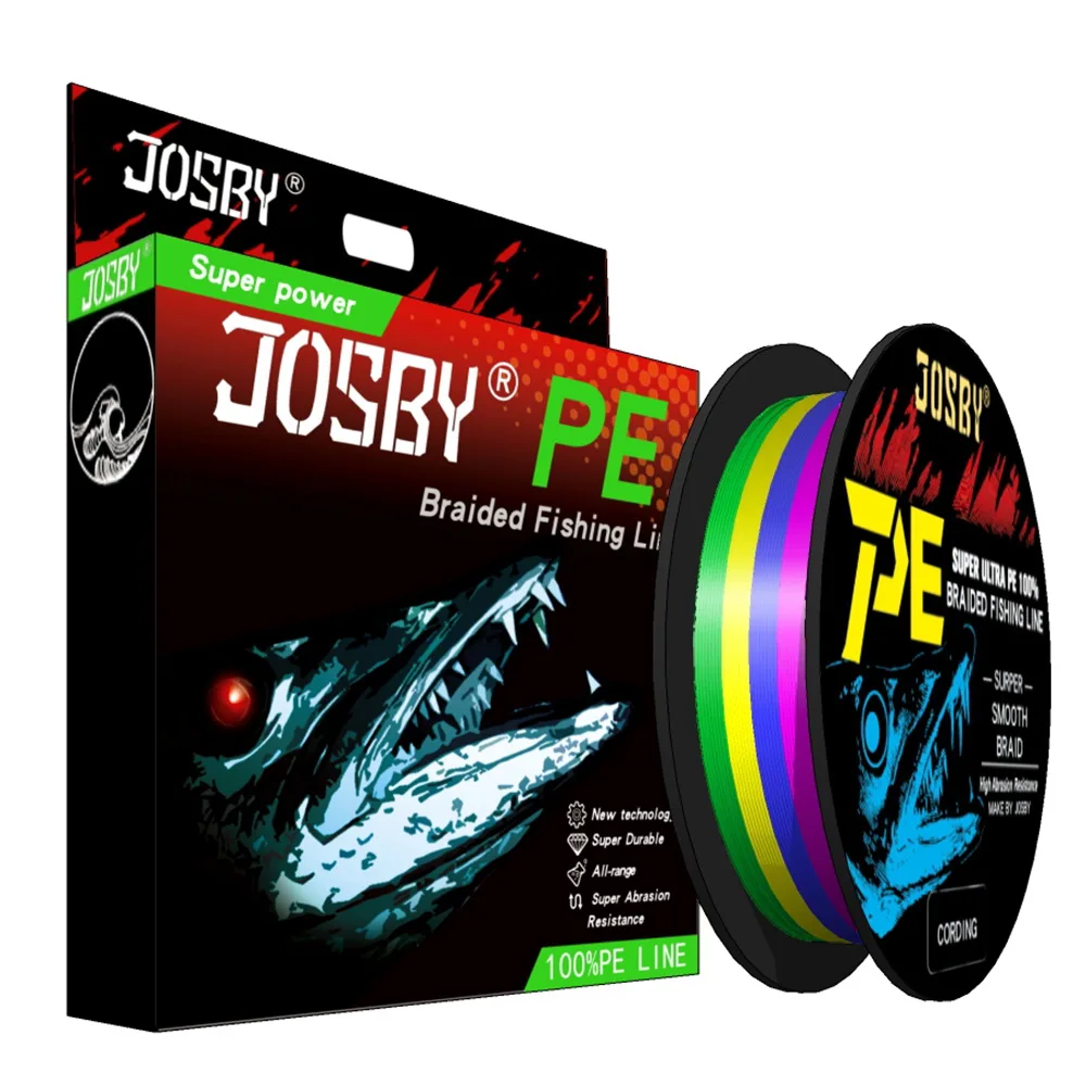 JOSBY 4 8 Strands 300M Braided Multifilament Fishing Line Carp Japanese PE Smooth Super Strong  Sea Bass Wire 22-80LB Pesca