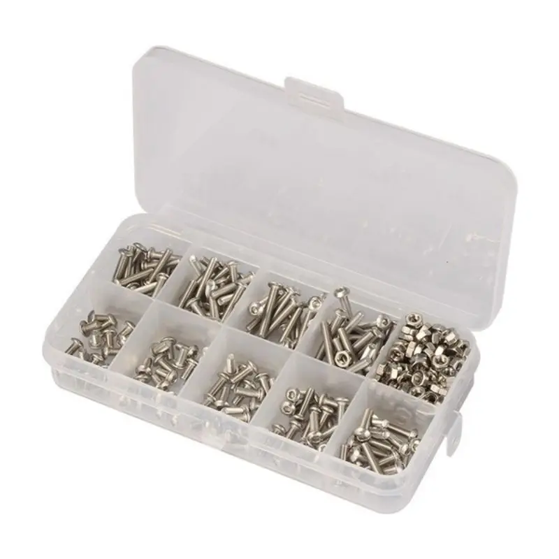 340PCS/SET M3 Stainless Steel Hex Socket Screws Nut Set With Box