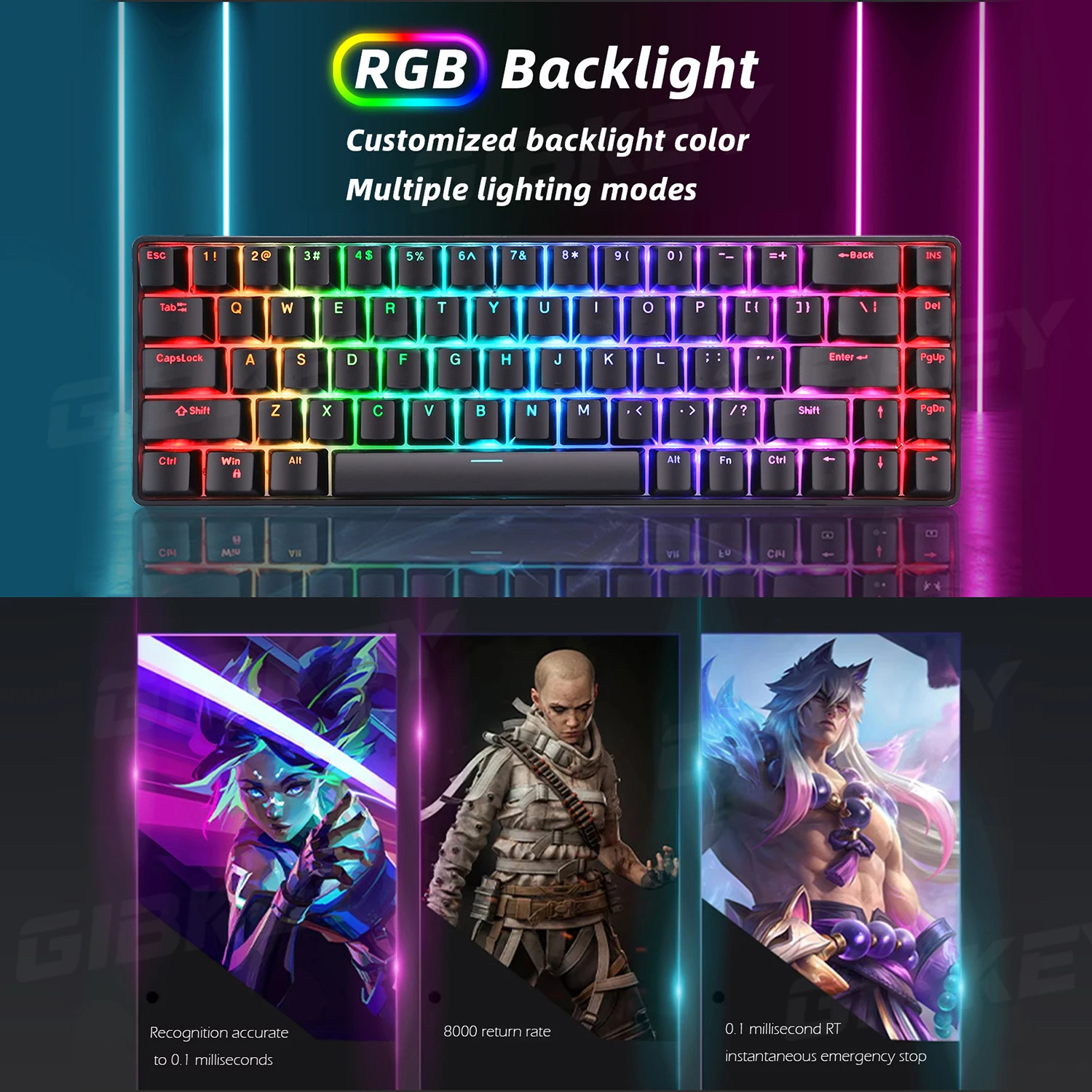 Clavier mécanique à axe magnétique RVB, fréquence de retour 8K, commutateur remplaçable à chaud, plage de touches personnalisée, jeu Esports