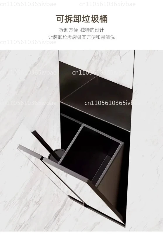 Stainless Steel Niche Toilet Hidden Trash Can Embedded Tissue Box Toilet Brush Holder