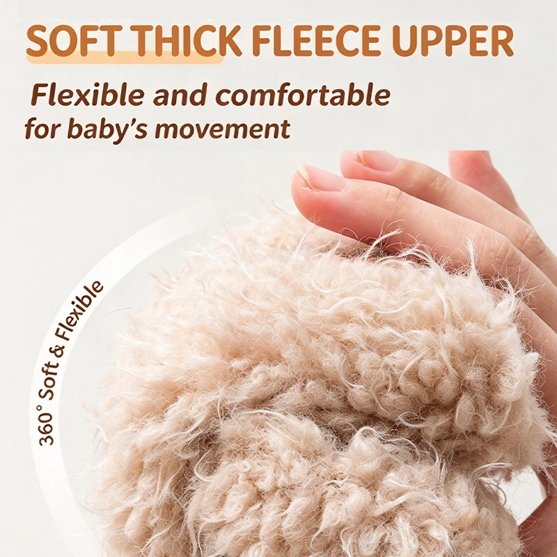Baby Winter Booties Warm Curly Mid Calf Furry Anti-slip Sole Toddler Boots Baby Floor Shoes for Newborn First Walking 0-18M view 5