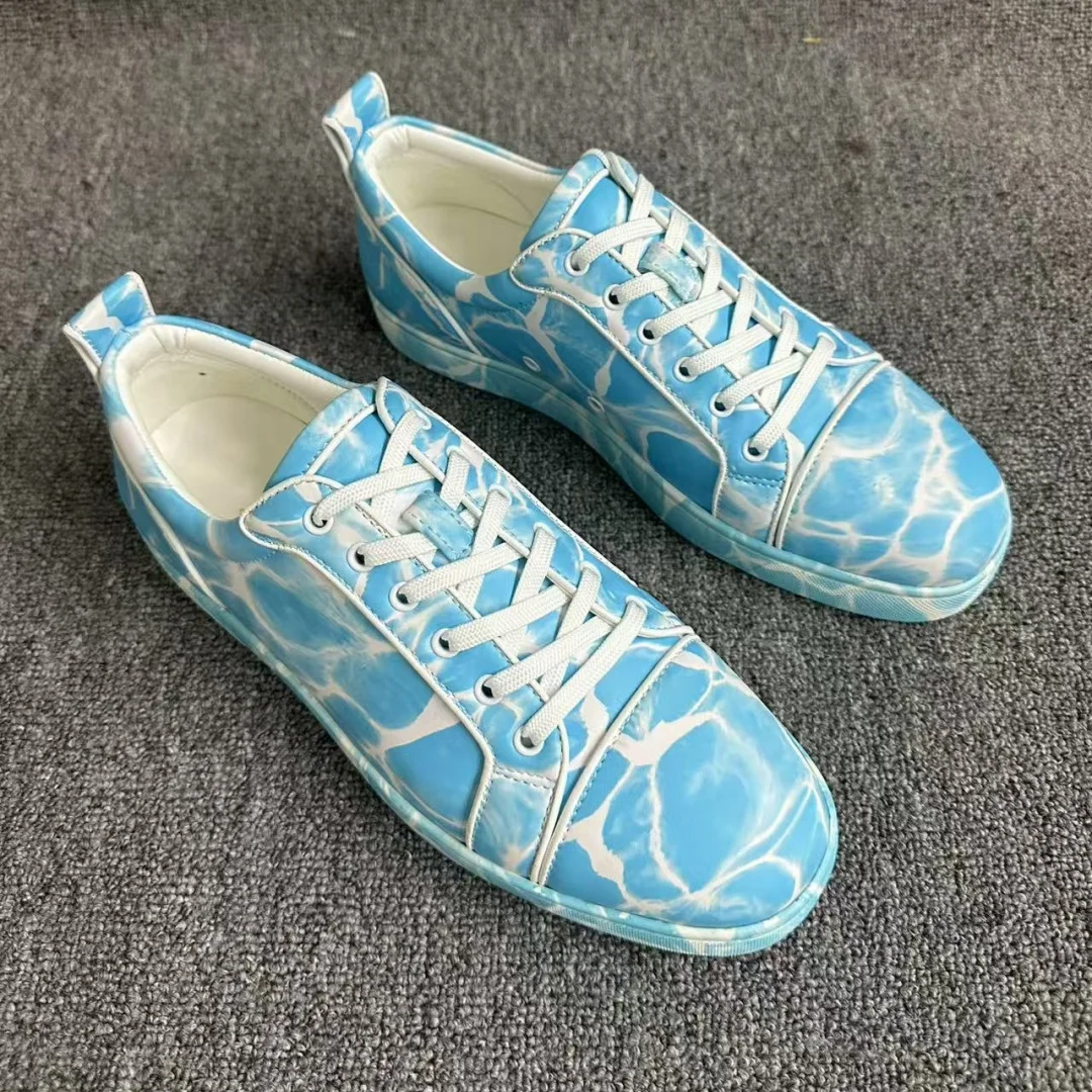 Blue Water Ripple Board Shoes - Men Shoes Red Bottom 评论和价格