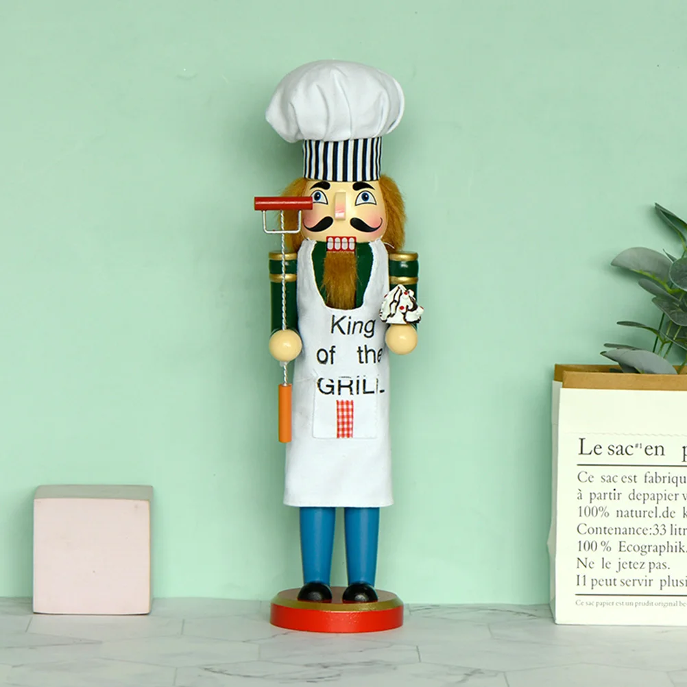  Christmas Nutcrackers Chef's Ornament Home Adornment Desktop Wooden Craft Household Decorations Car