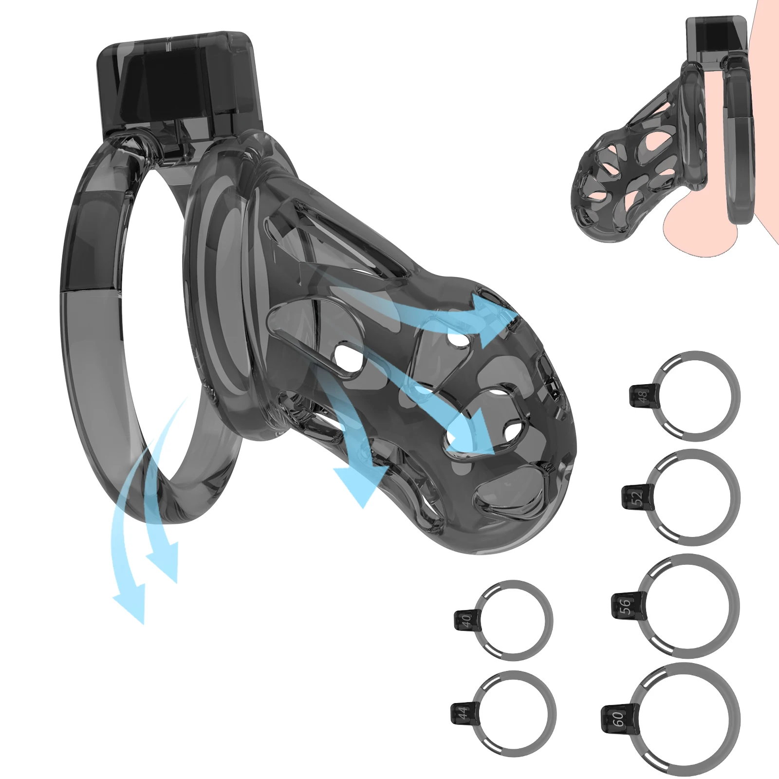 Chastity CB Lock Transparent Male SM Master-Servant Training Abstinence No-Fap Virginity Penis Lock