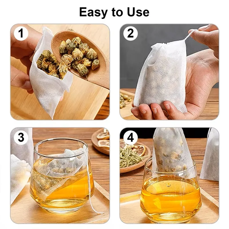 100pcs 6x8CM Reusable Drawstring Cotton Soup Bag Straining Cheesecloth Bag Spice Bag for Cooking Muslin Bags Bone Broth Brew Bag