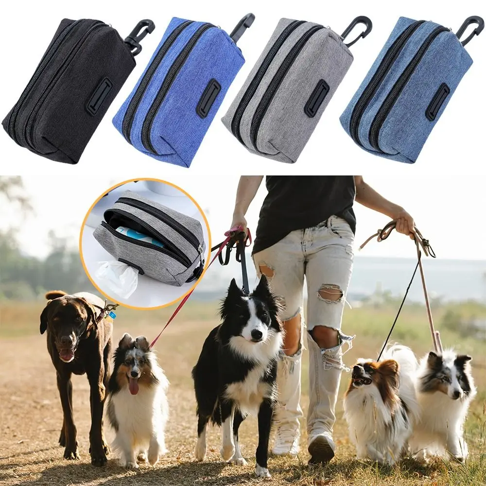 Double Zipper Dog Poop Bag Holder Multifunctional Cleaning Tools Pet Treat Bags Dog Walking Pet Waste Bags Carrier Outdoor