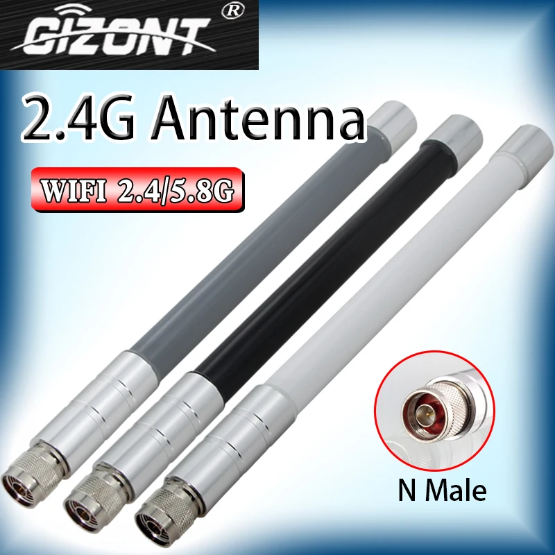 Antena exterior omnidireccional de alta ganancia, extensor Wifi para Hotspot, 2,4G, 5,8G, doble banda, N macho, FRP, 2,4G