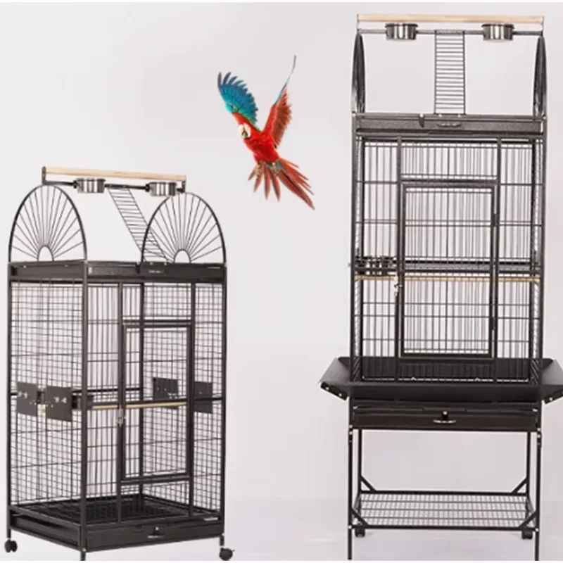 Vertical square luxury wire galvanized wooden cage factory supply accepts custom outdoor bird house large bird cage