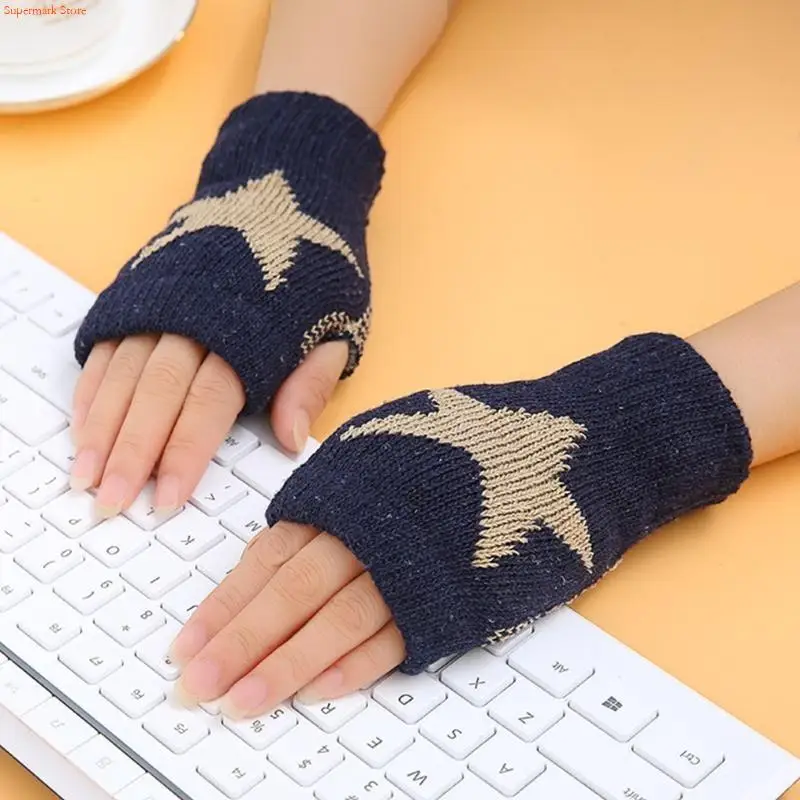 Q5WE Female Winter Gloves Knitted Wool Gloves Clothing Accessories Adult Warm Gloves