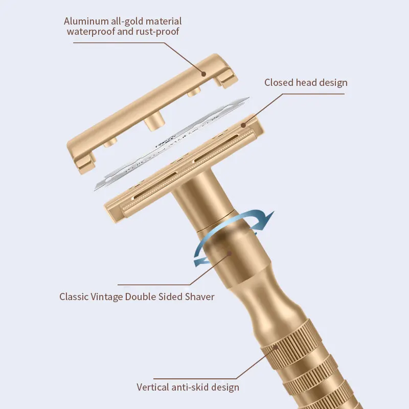 Classic Double-sided Old-fashioned Razor Aluminum Alloy Material Waterproof and Rustproof