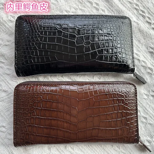 

New Leather Genuine Leather Wallet Female Versatile Real Crocodile Belly Single Handle Fashion Trendy Men's Bag Mens Men‘s Purse