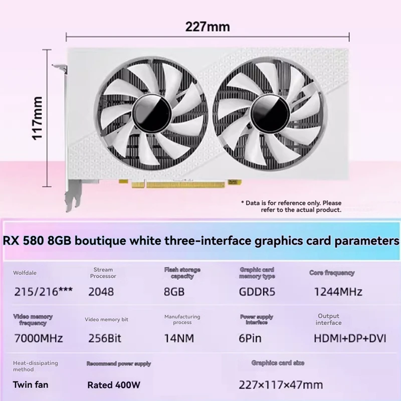Radeon RX580 8G Placa Gráfica GDDR5 Memória de Vídeo Para AMD Cideo Card 256Bit DVI Interface Para Computadores de Jogos Desktop