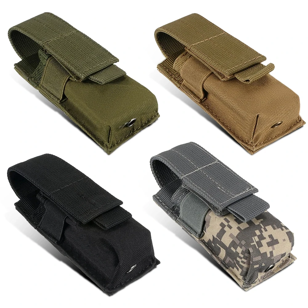 Tactical Magazine Pouch Single Pistol Mag Bag Molle Flashlight Pouch Torch Holder Case Outdoor Hunting Knife Holster