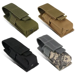 Bolsa táctica para cargador de Una sola pistola, bolsa Molle para linterna, soporte para linterna, funda para cuchillo de caza al aire libre