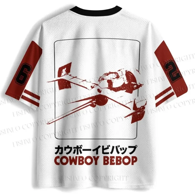 Cowboy Bebop Football Jersey Unisex V-Neck Short Sleeve Shirt Men Kids Anime Print Streetwear Hip Hop Casual Tops Manga Fans Tee