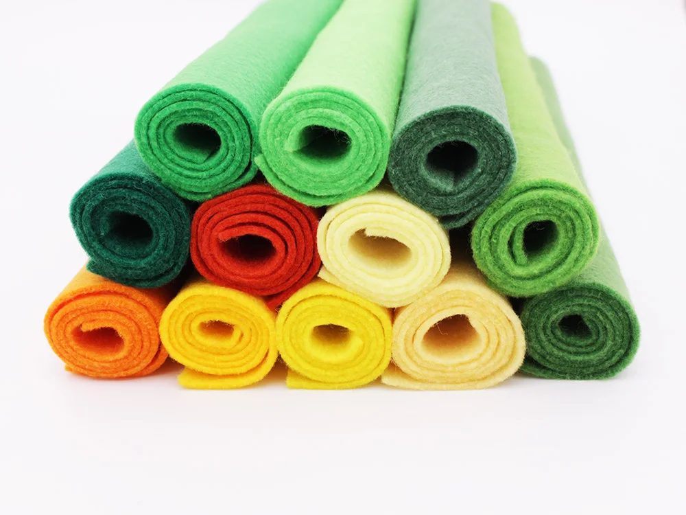 1,2 mm grüner gelber weicher Filz für DIY-Handarbeit, Nähen, Stoff, Basteln, Puppen, Handarbeiten, Polyesterstoff, 12 Stück/Lot, 25 cm x 28 cm – Detail 3