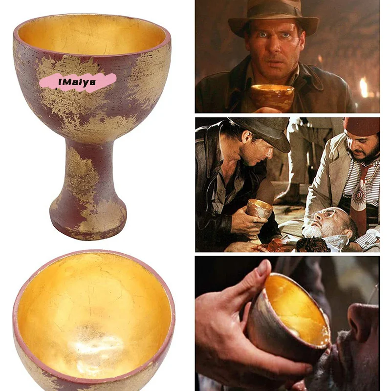 M-Indiana Jones Holy Grail Cup Props Vintage Trophy Resin Crafts Decorations Halloween Carnival Cosplay Costume Accessories