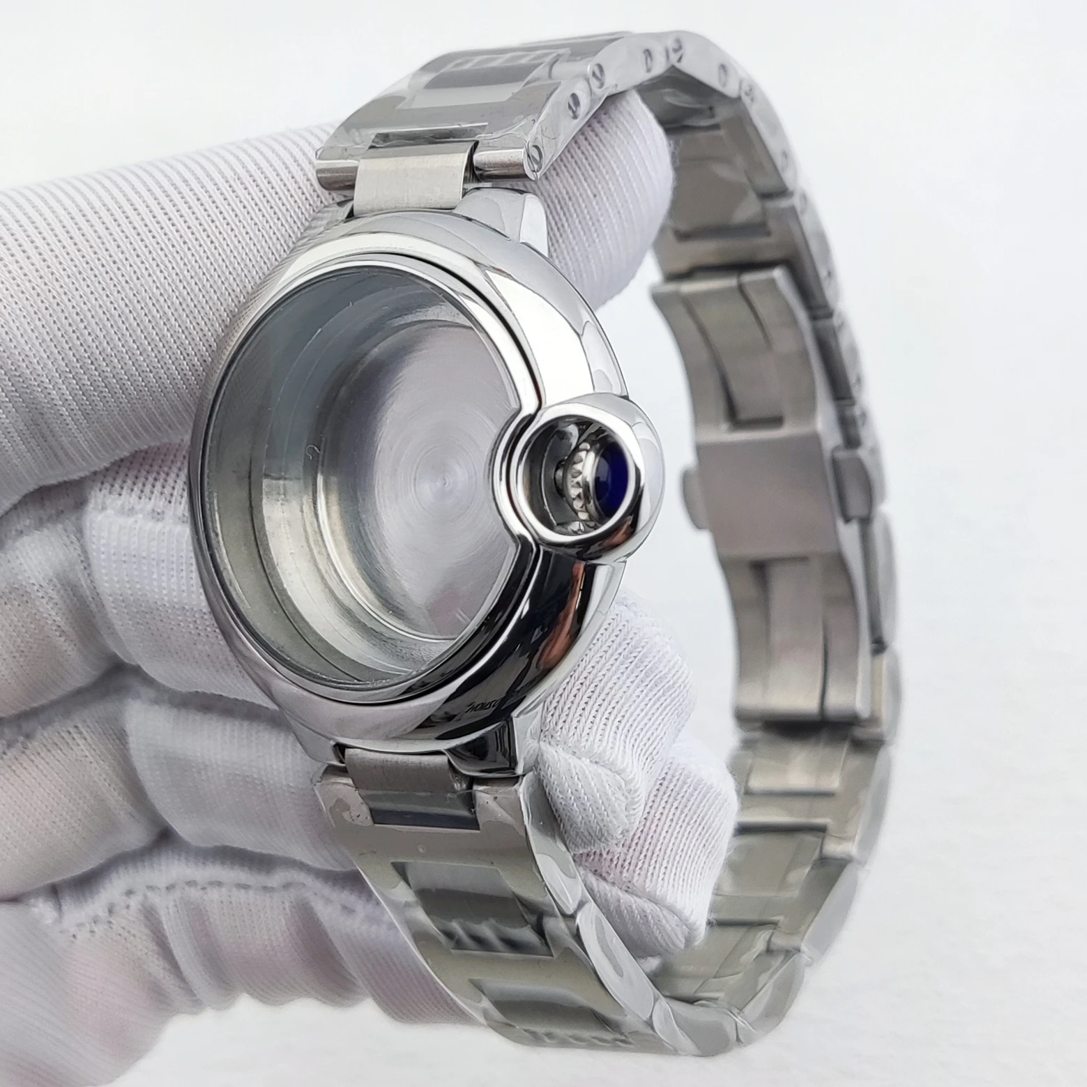 32 مللي متر حافظة ساعة السيدات تناسب ST6 ساعة يد تعمل بالحركة 42 مللي متر حافظة ساعة رجالي فاخرة ميوتا 8215 حافظة زجاجية قبة مزدوجة