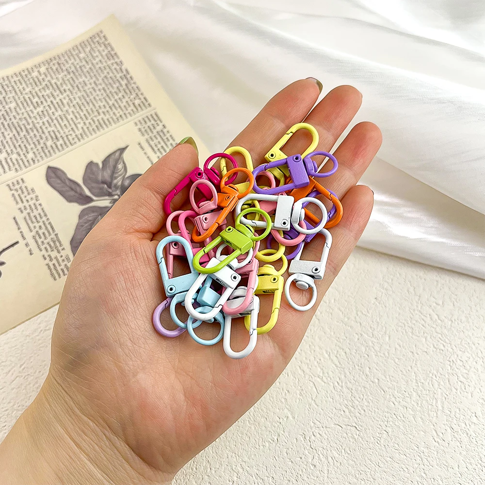 5/10 قطعة متعدد الألوان الحب القط دائرة الربيع مشبك المفاتيح جراد البحر المشبك DIY كيرينغ الكلب سلاسل مشبك صنع المجوهرات اكسسوارات