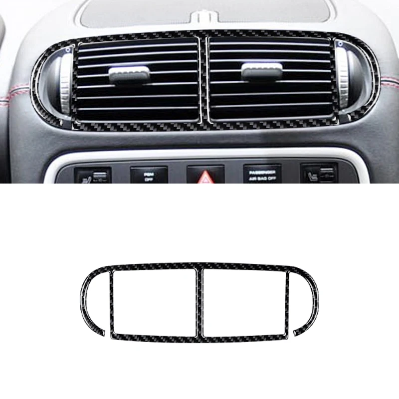 For Porsche Cayenne 2003 2004 2005 2006 2007 2008 2009 2010 Carbon Fiber / PVC Soft Central Air Conditioning Vent Sticker