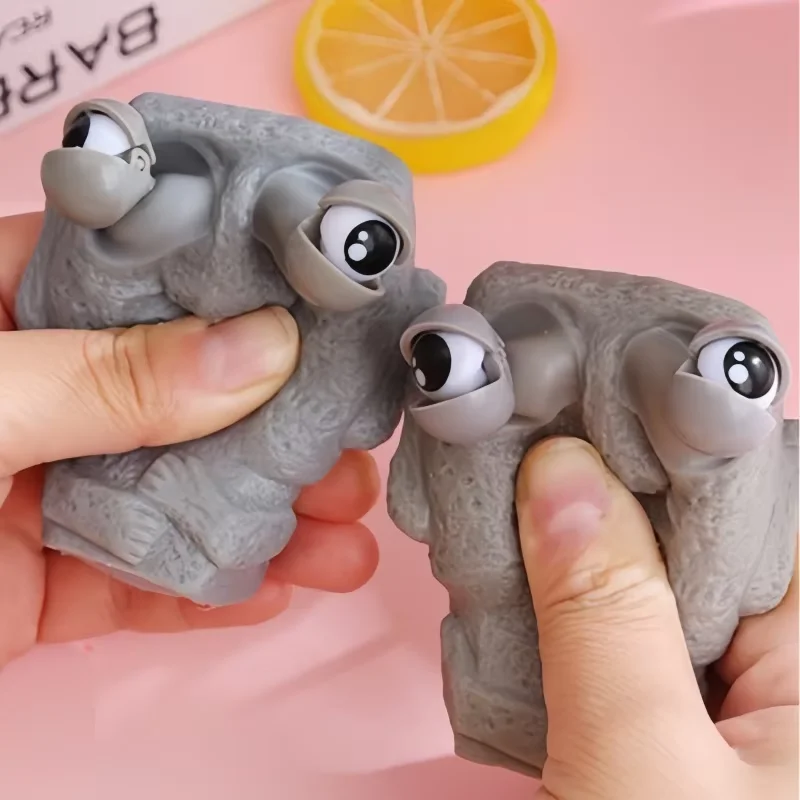 1 szt. Kamień człowiek uwalnia zabawkę stresową powoli odbija się miękka statua Moai wycisnąć oczy zainteresowany wyraz rozluźnia stres prezent dla dzieci