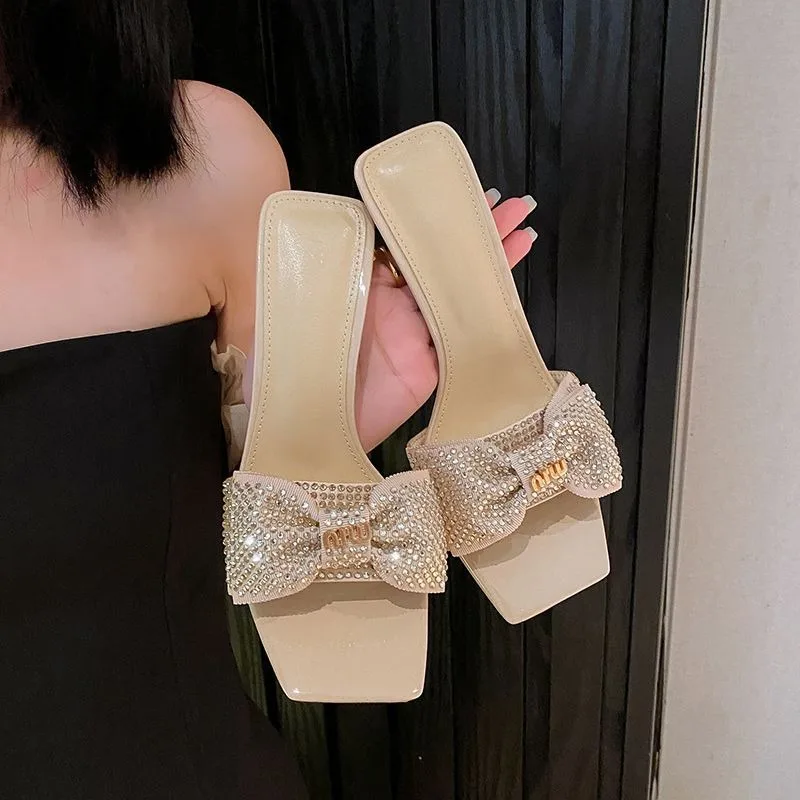 

Womens Shoes Exquisite Rhinestone Bow High Heeled Sandals for Woman Fashion Model Casual Shoes Designer Shoes Sandalias De Mujer