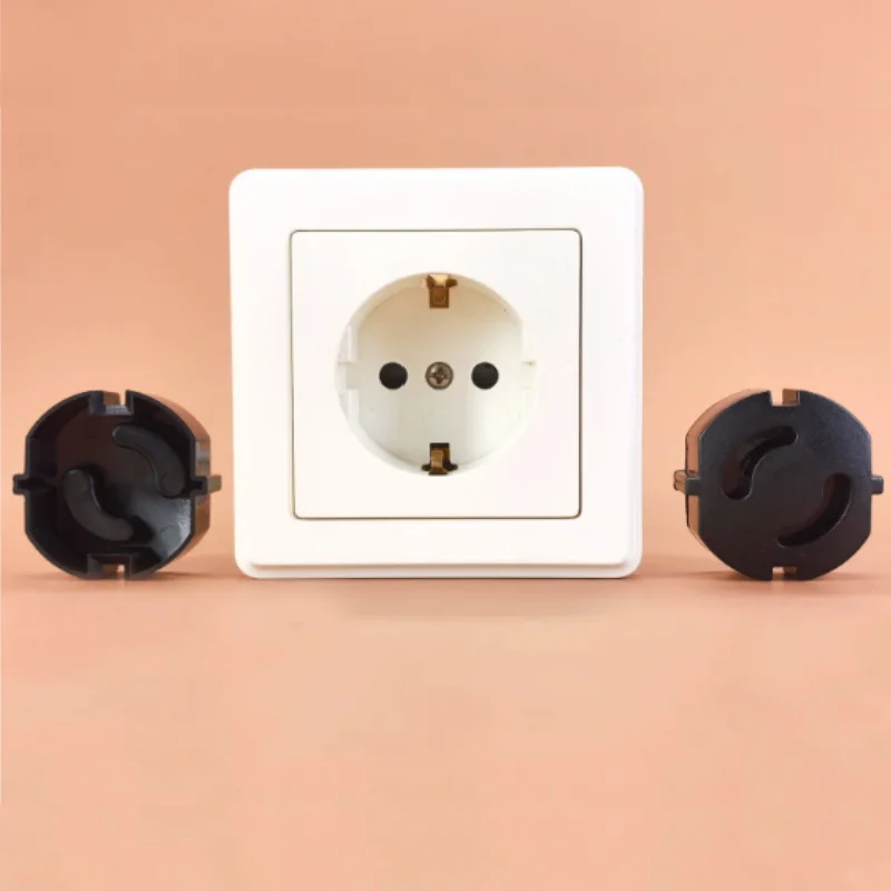 20 قطعة من مخرج الطاقة القياسي للاتحاد الأوروبي يغطي مقبس حماية التسرب الكهربائي أبيض وأسود يمنع الصدمات والغبار الكهربائية #2