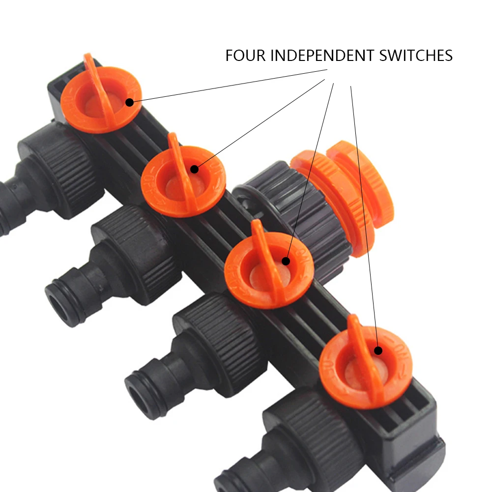 4-Way Garden Water Divider Removable Garden Hose Splitters Durable Faucet Diverter for Outdoor Sprinkler Drip Irrigation System