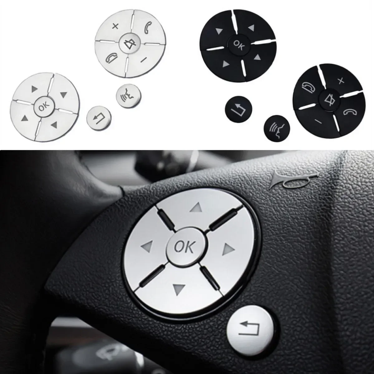 

Auto Parts For Mercedes Benz C E S GLK Class W204 W212 W221 X204 Steering Wheel Button Trim Car Sticker Interior Accessories