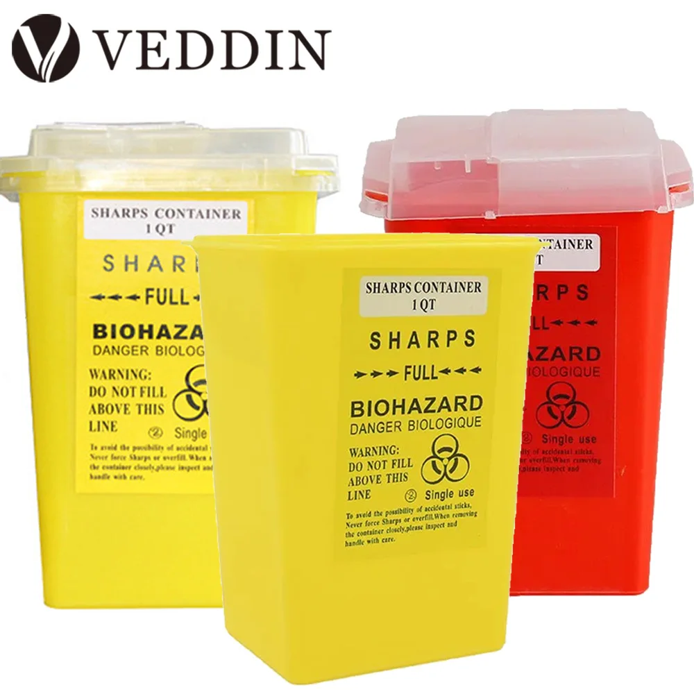 

Plastic Tattoo Supplies Container Waste Box Yellow Red Sharps Containers Tattoo Needles Tips Recycling Bucket Tattoo Accessories