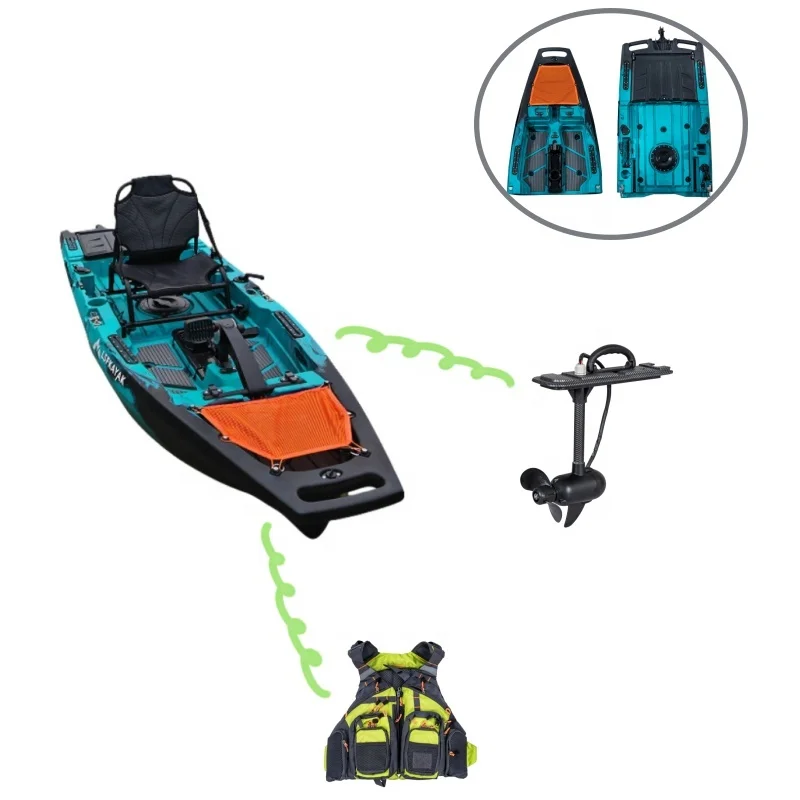 ！@LSF New 2.8 Meter Motorized  Modular Single  Kayak  Plastic Propeller  Pedal Kayak  for Lake or River