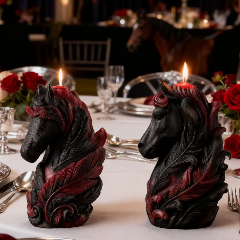 

Feather Horse Candle Mold DIY Brave Horses Soap Candle Silicone Mould Ornament Craft Gift Animal Plaster Cement Resin Mold