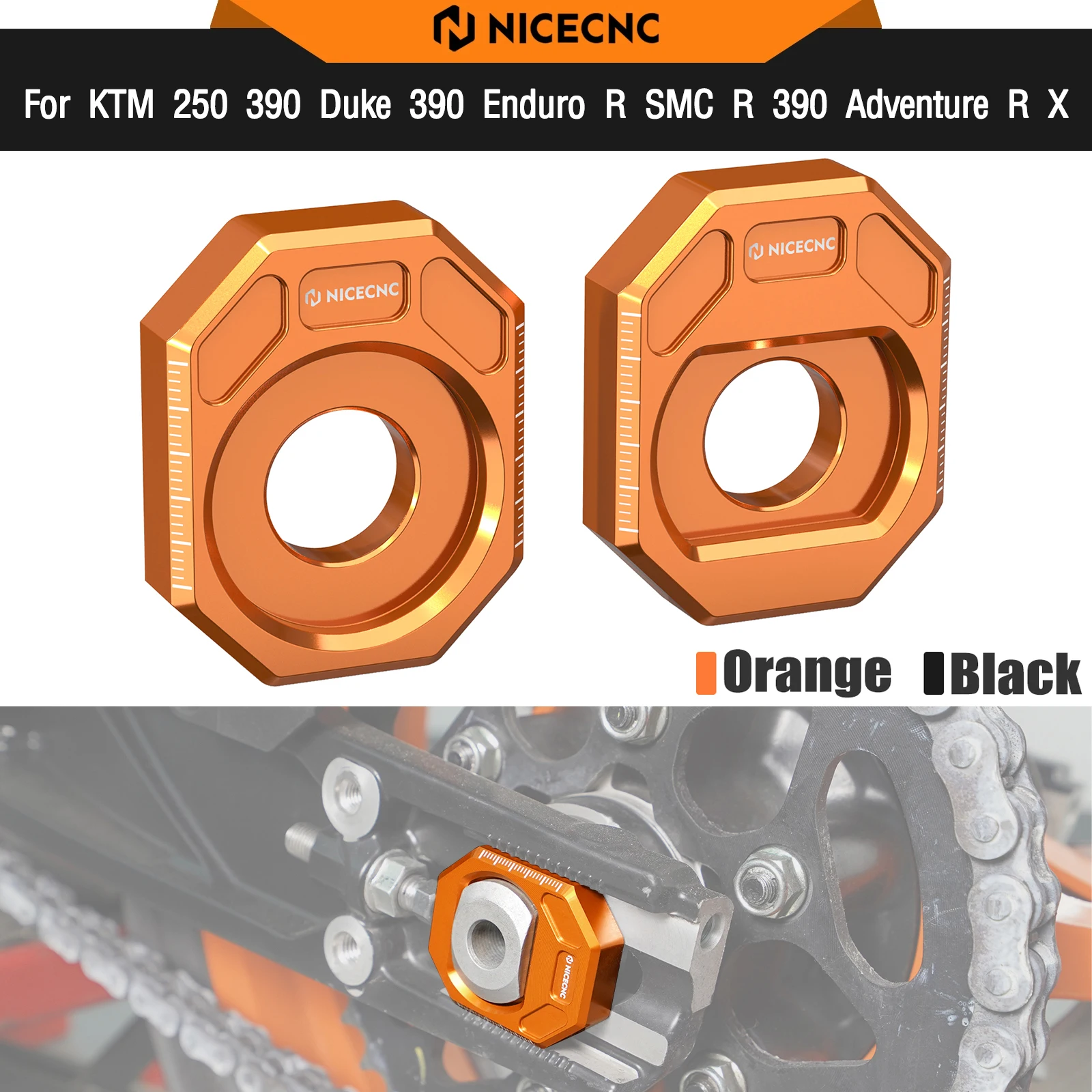 Para KTM 2024-2025 125 250 Duke 390 Duke ajustador de cadena de bloque de eje trasero 390 Enduro R SMC R 390 Adventure X 390 Adventure R 2025