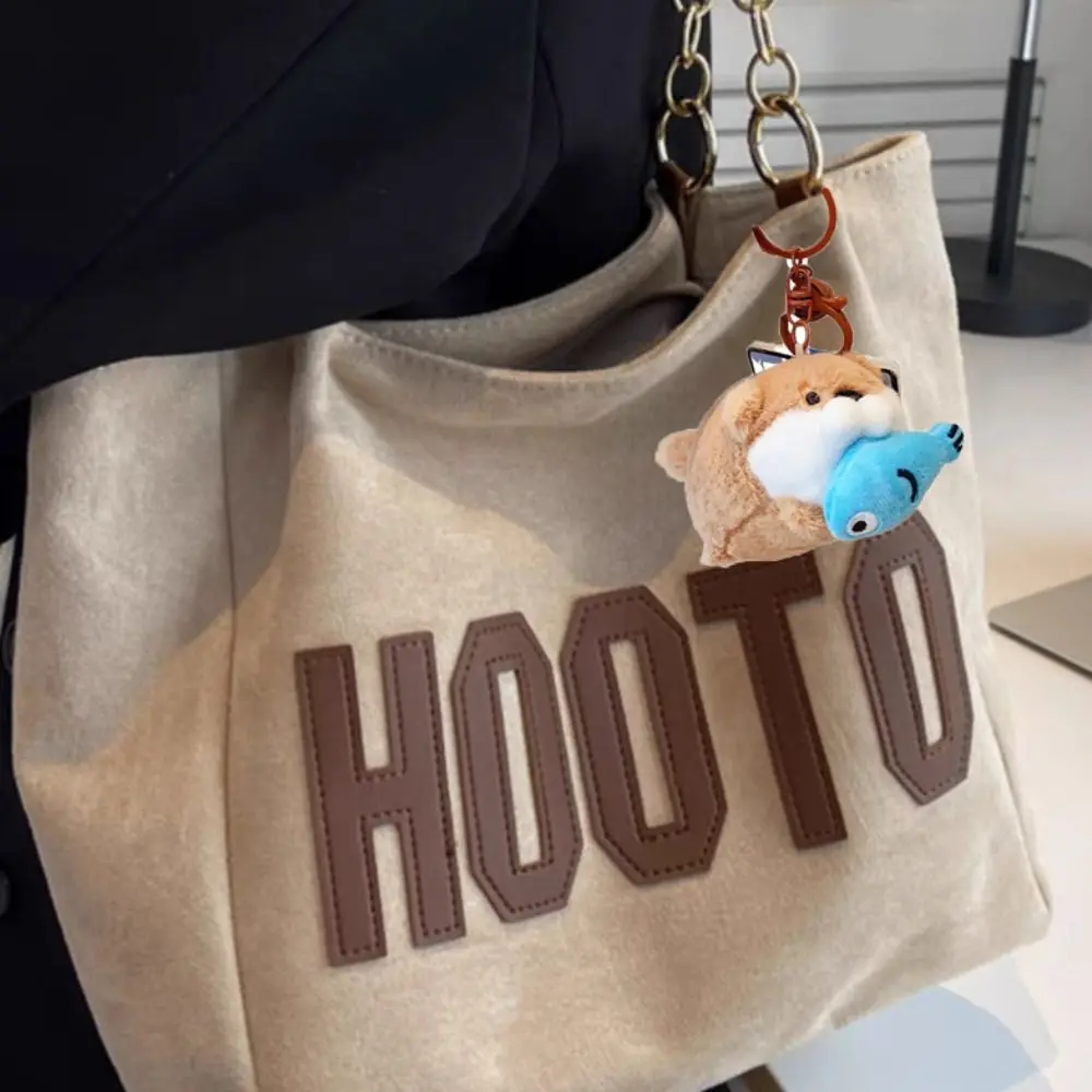 Creative Wishing Doll Otter Hold Fish Key Chain Trinket Korean Style Backpack Charms Cartoon Plush Anime Key Ring Decoration