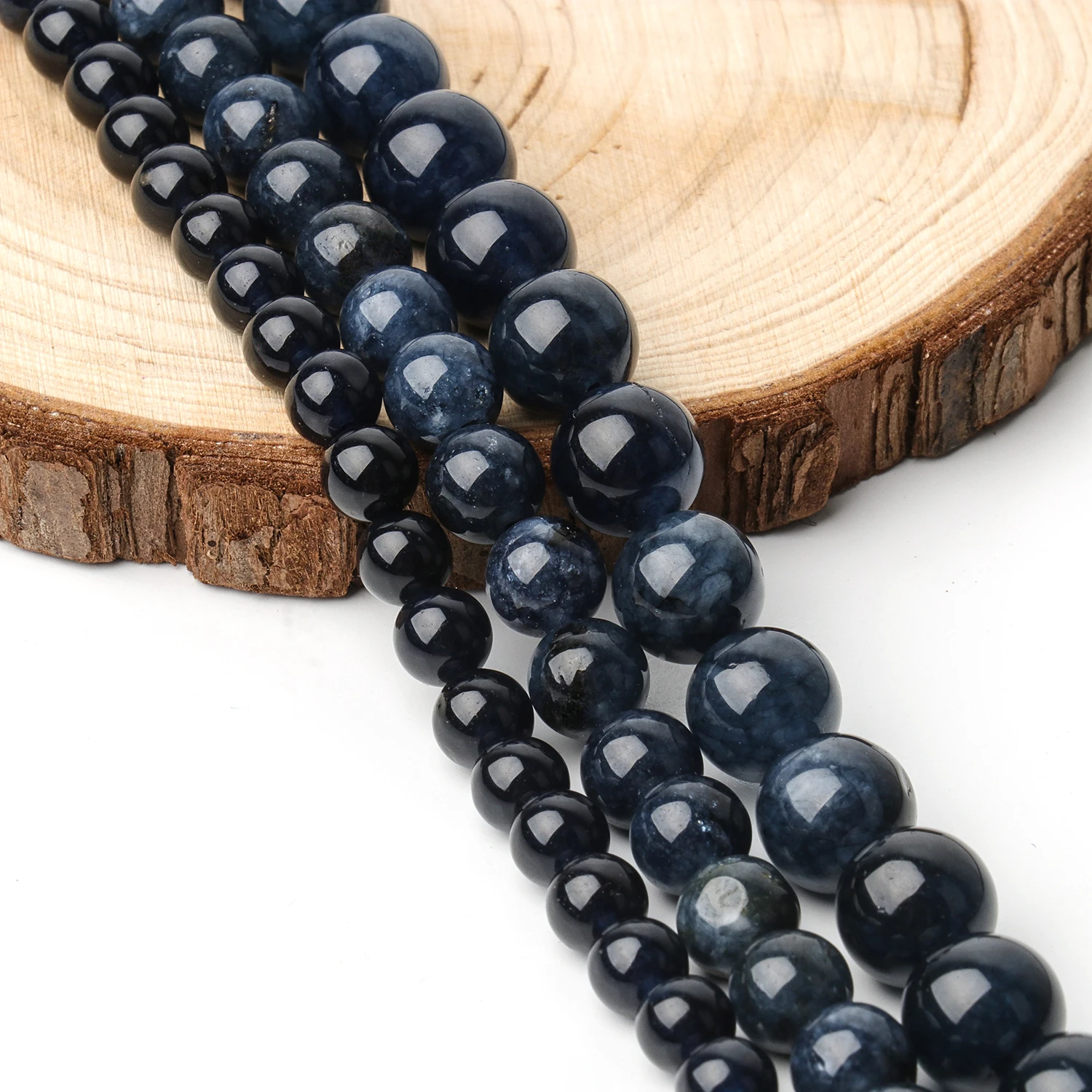 6/8/10mm Natural Stone Sapphire Color Jade Beads Blue Round Loose Beads For Jewelry Making Supplies Diy Charms Bracelets 15''