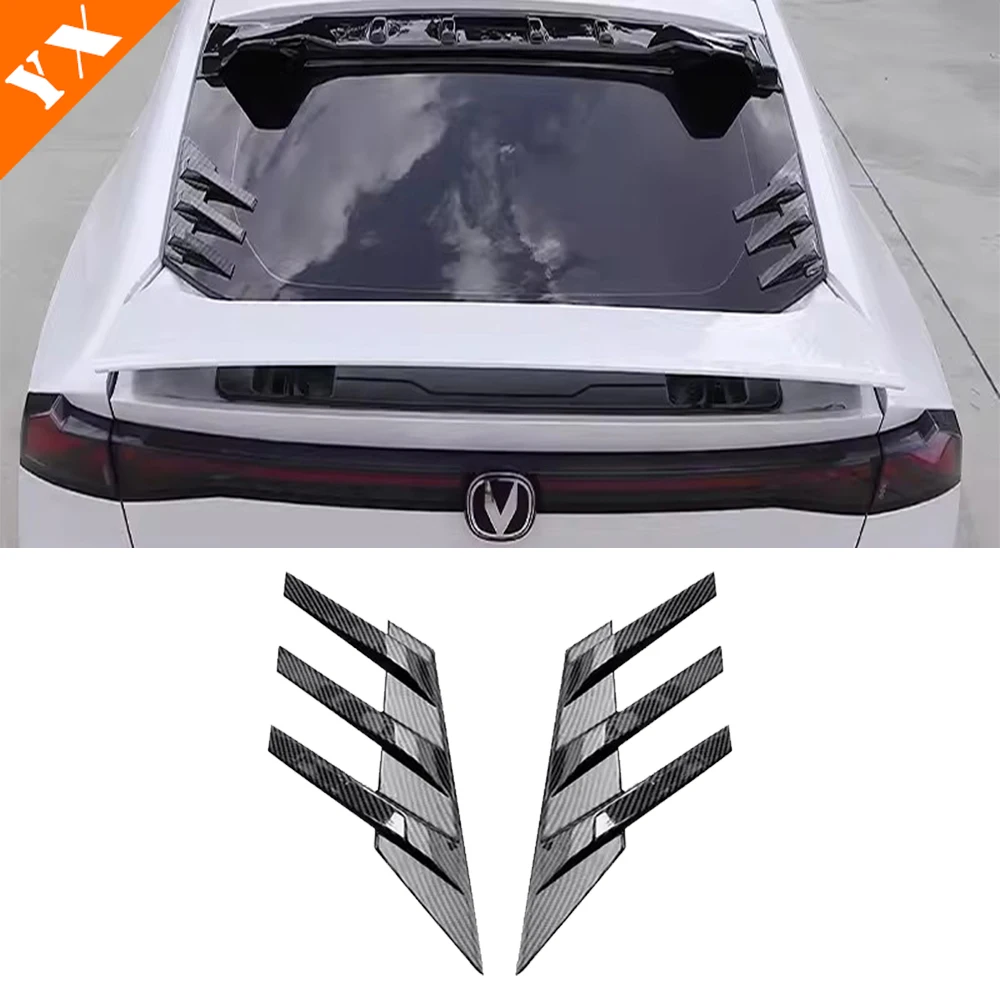 For Changan UNIV Accessories 2023-2025 Plastic Carbon Black Rear Window Trim Rear Wing Fixed Wind Wing Trim Moulding 2pcs